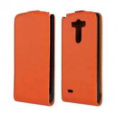 LG G3 - Genuine Leather Up Down Flip Protective Phone Cover Case - Orange
